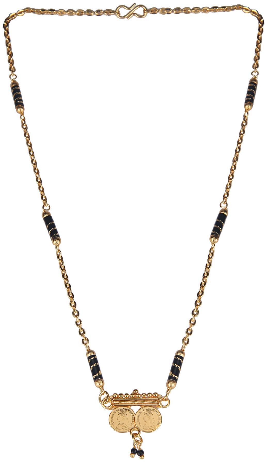 

Efulgenz Stylish Ethnic Traditional Gold Plated Coin Mangalsutra Pendant Necklace Jewelry for Women Girls