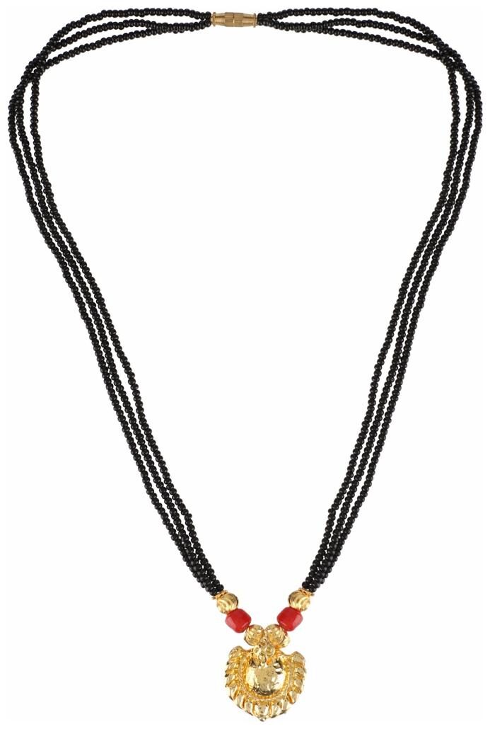 

Efulgenz Traditional Jewellery Ethnic Gold Plated Thushi Mangalsutra Pendant with Chain for Girls and Women