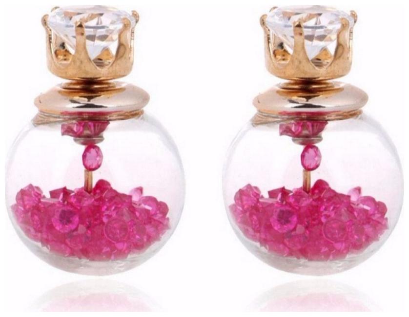 

Efulgenz Trendy Gold Plated Pink Fancy Party Wear Double Stud Earrings for Girls and Women