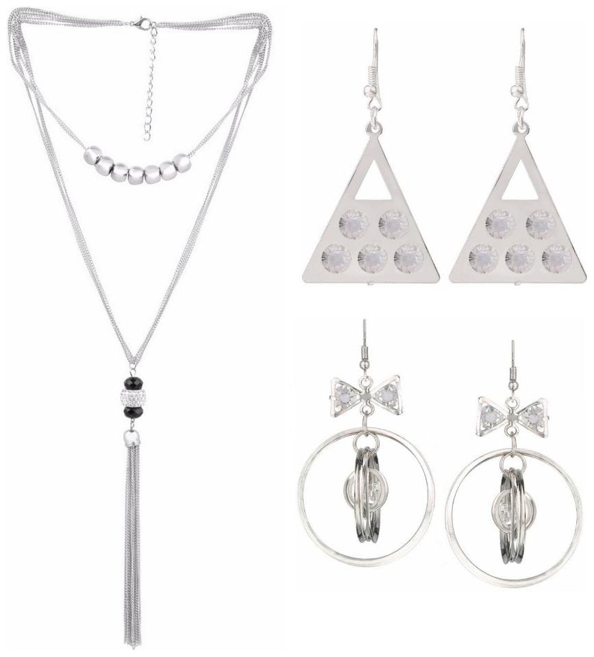 

Efulgenz Trendy Combo of Fashion Stylish Party Wear Statement Necklace with Danglers Earrings Jewelry for Girls and women