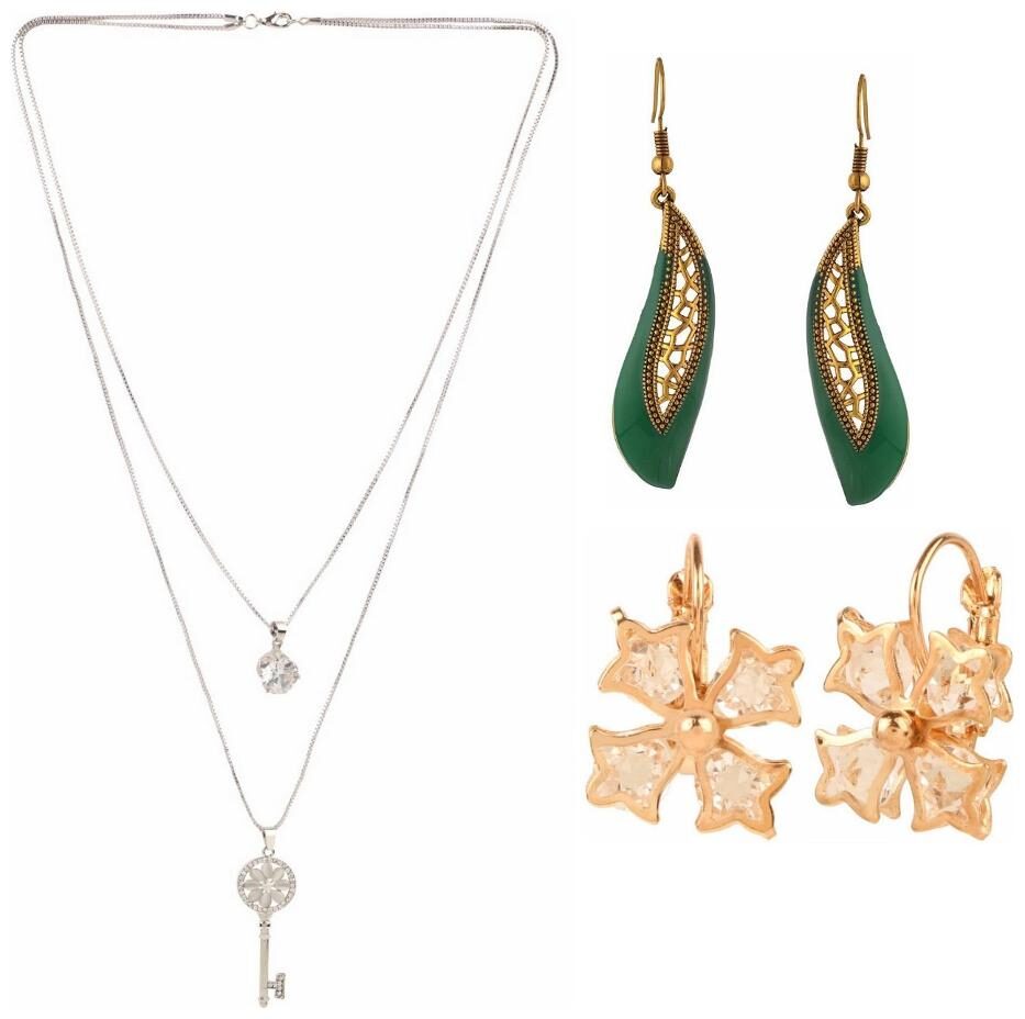 

Efulgenz Trendy Combo of Fashion Stylish Party Wear Statement Necklace with Danglers Earrings Jewelry for Girls and women
