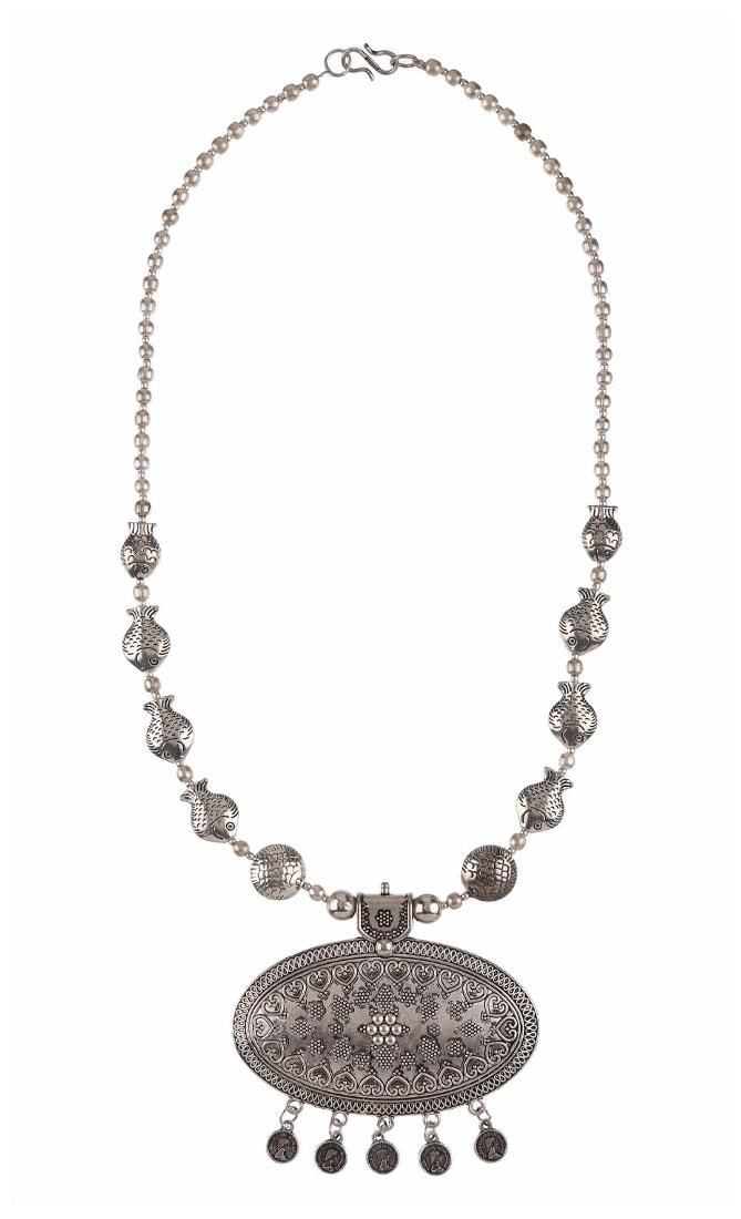 

Efulgenz Trendy Oxidised Silver Plated Fancy Party Wear Statement Necklace Jewellery for Girls and women