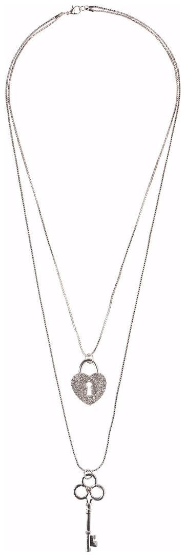 

Efulgenz Trendy Stylish Silver Plated Fancy Party Wear Long Chain Heart-Key Pendant Necklace for Girls and Women