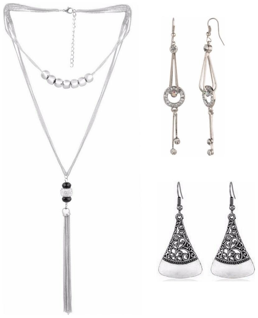 

Efulgenz Trendy Combo of Fashion Stylish Party Wear Statement Necklace with Danglers Earrings Jewelry for Girls and women