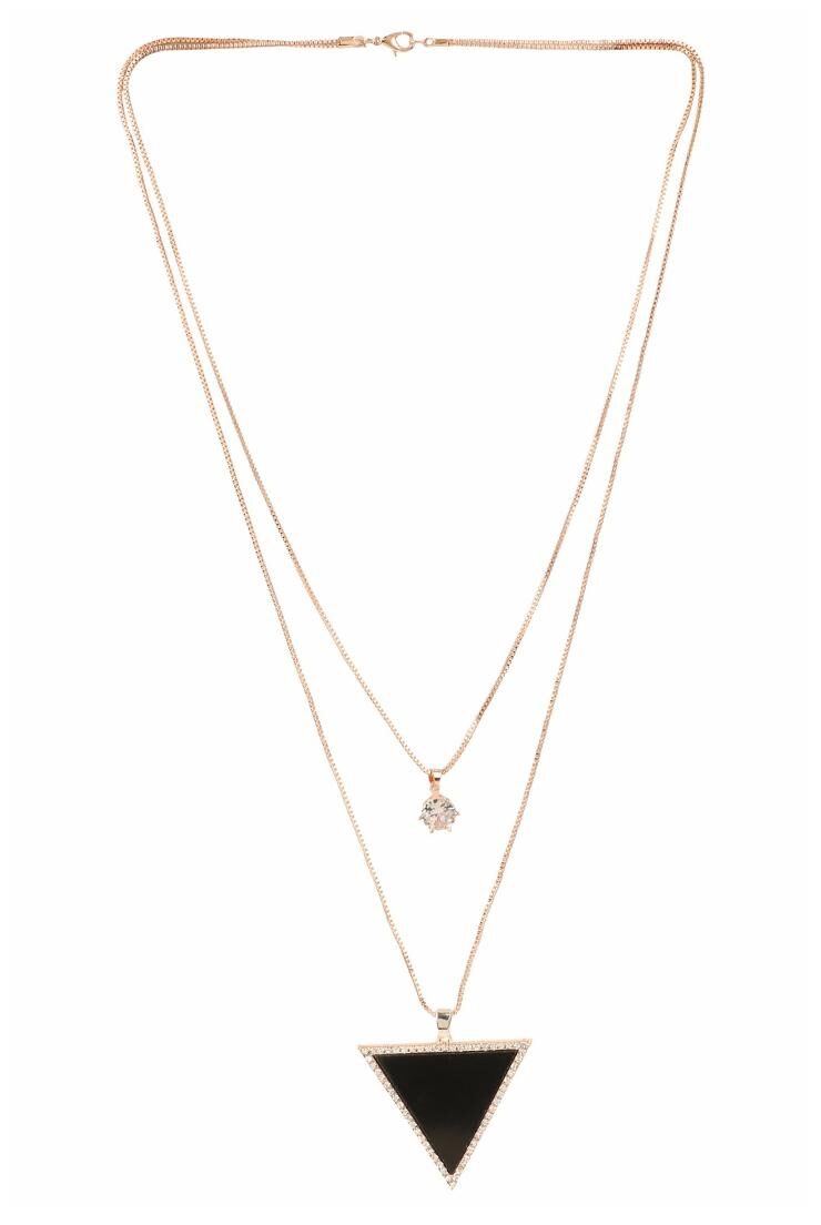 

Efulgenz Trendy Stylish Gold Plated Fancy Party Wear Double Layer Crystal Pendant Necklace for Girls Women