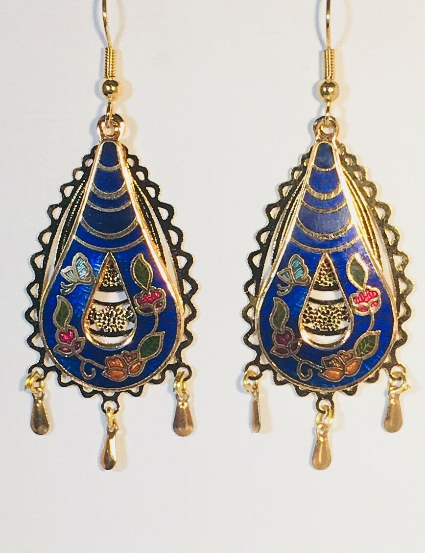 

Elegant Dangle Earrings Stefano Vintage new Cloisonne Gold Plate Factory Prices