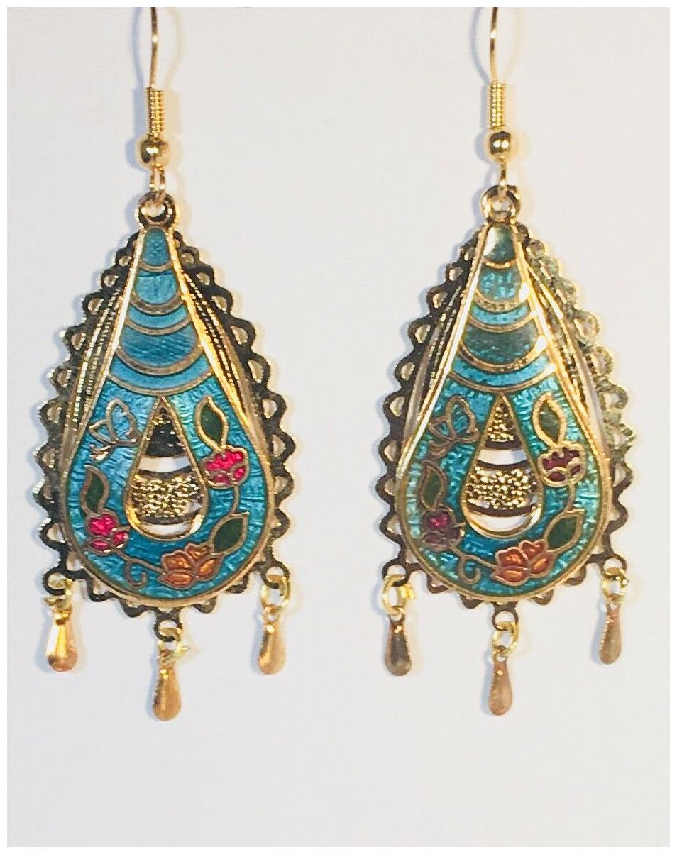 

Elegant Dangle Earrings Stefano Vintage new Cloisonne Gold Plate Factory Prices