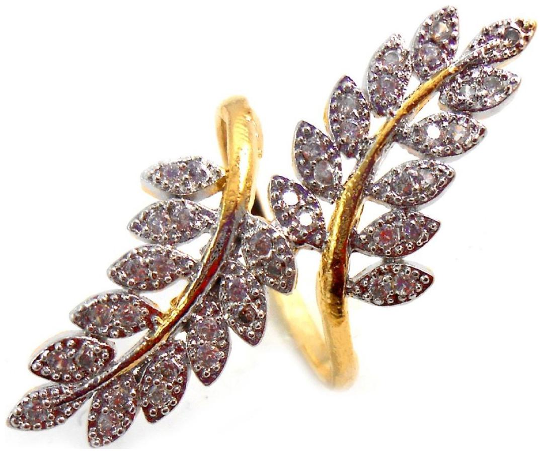 

Embroco American Diamond Gold Plated Ring for Women and Girls Adjustable
