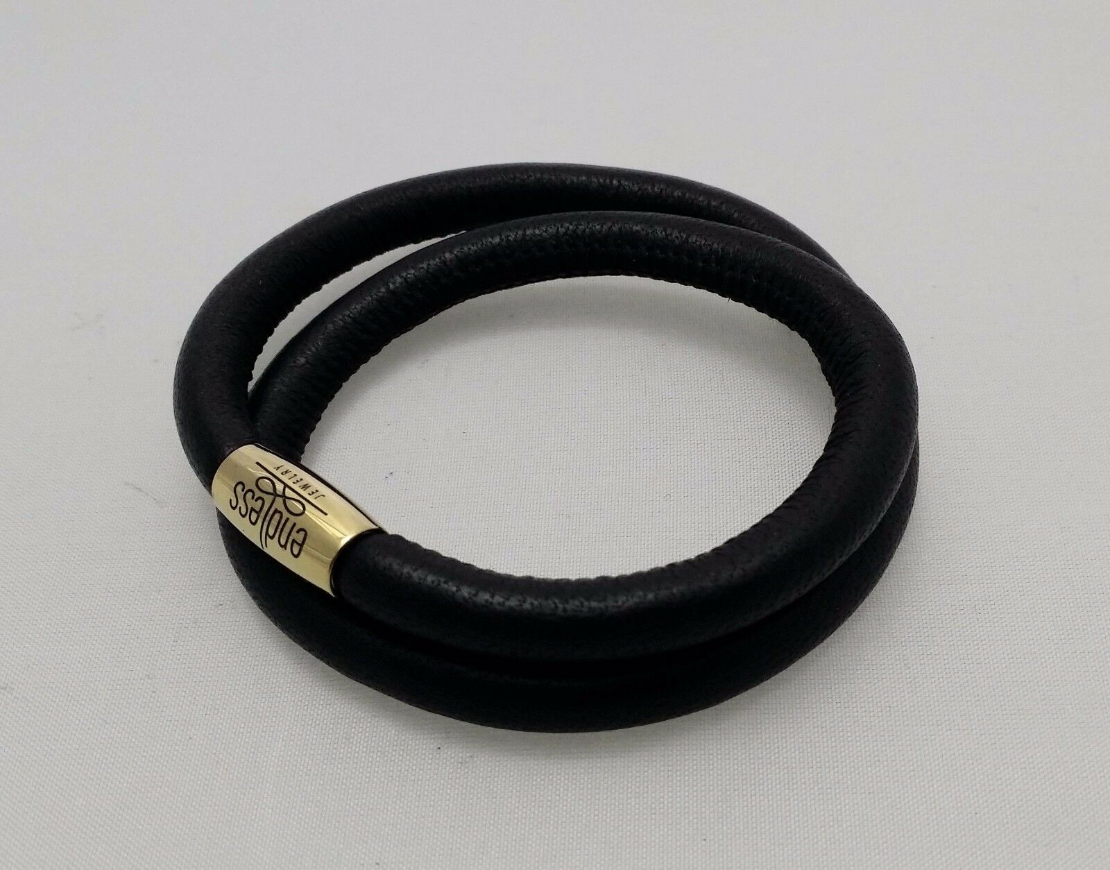 

ENDLESS Black Double Leather Steel 18K Yellow Gold Plated 15 Bracelet