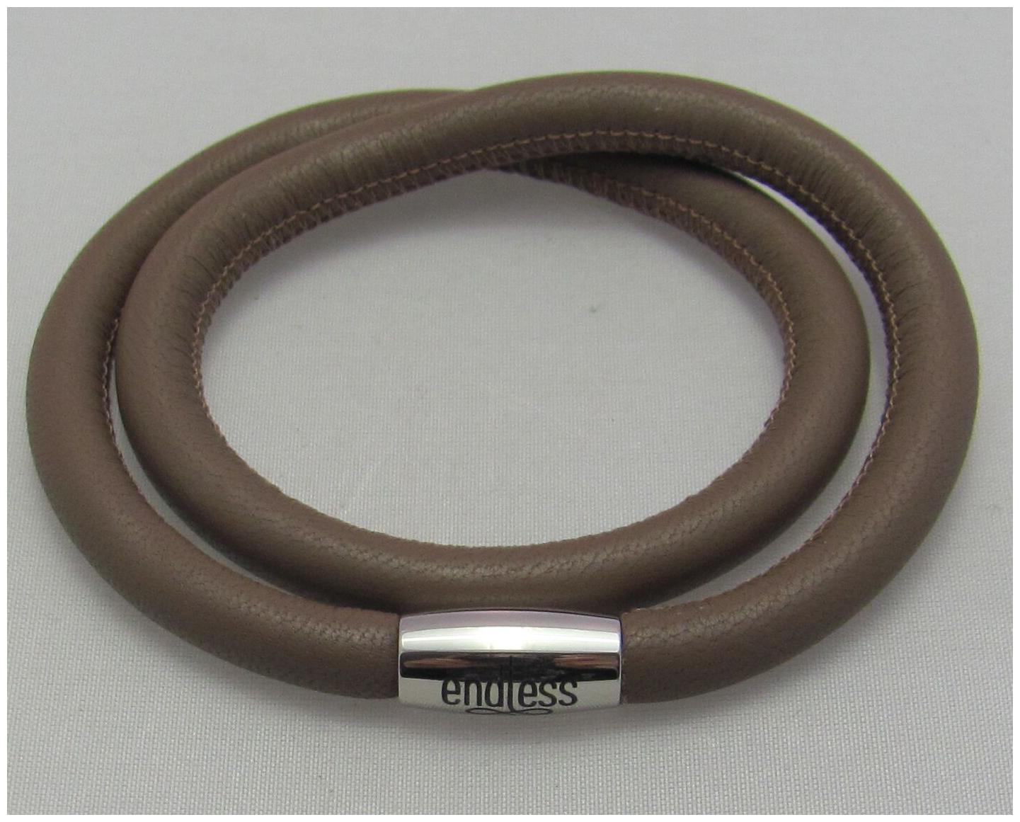 

ENDLESS Brown Double Leather Steel 40cm 16 Long Bracelet