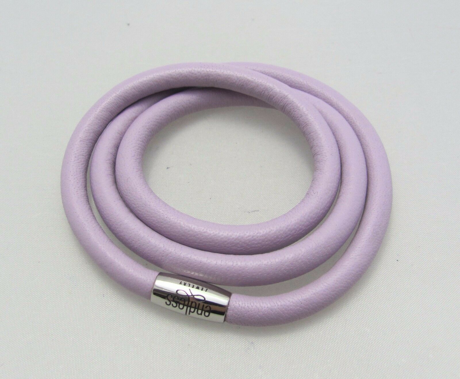 

ENDLESS lavender Triple Leather Steel 57cm 22 5 Long Bracelet