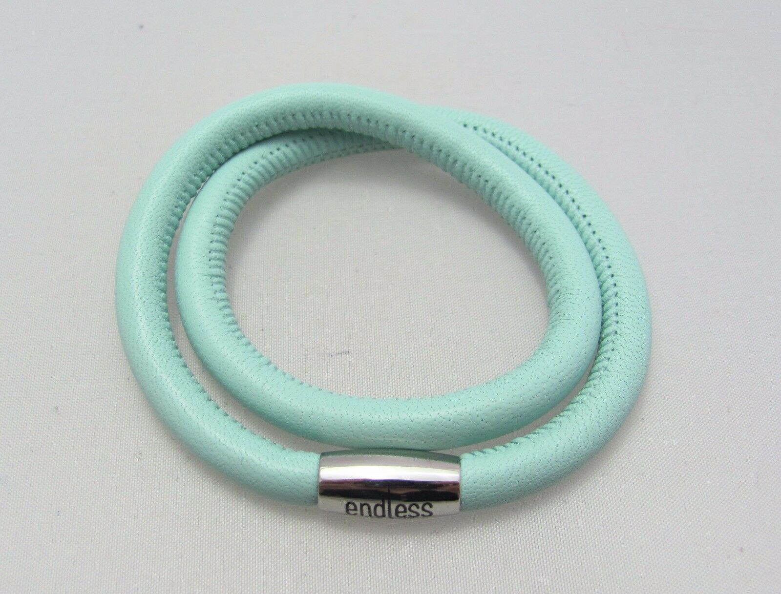 

ENDLESS mint double leather steel 36cm 14 long bracelet