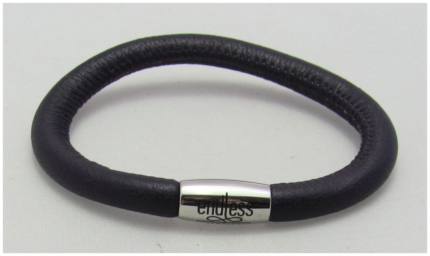 

ENDLESS Purple Single Leather Steel 21cm 8 5 Long Bracelet