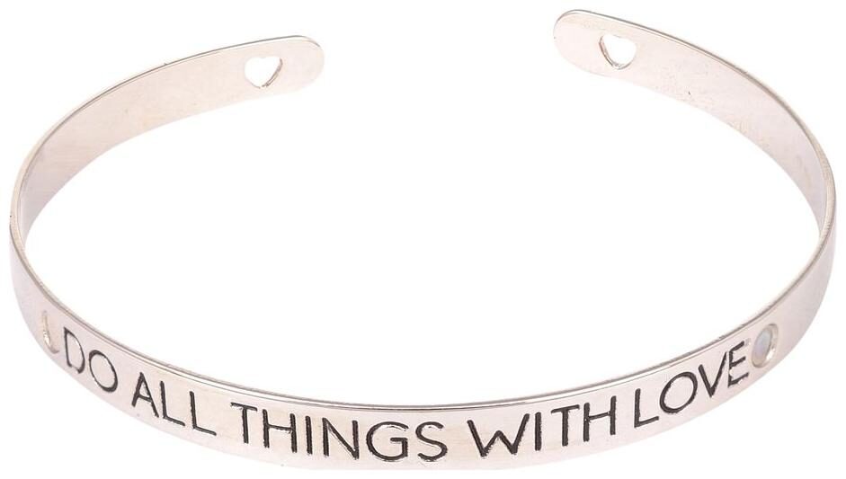 

Engraved with Do All Things With Love Karma Kada in Silver