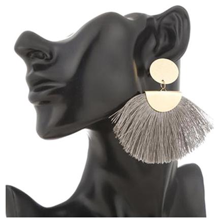 

Enso Tassel Dangle Earrings - Grey