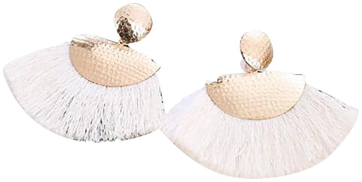 

Enso Tassel Dangle Earrings - White