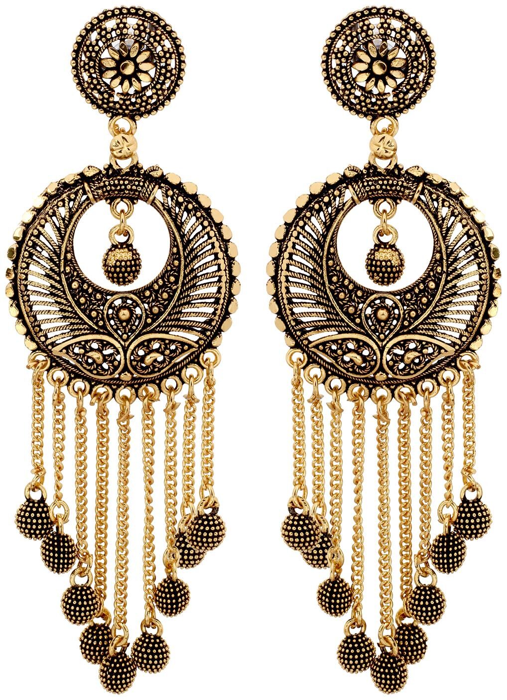 

Eris Inc Designer Long Chain with multiple Ball sliver Plated Jhumki Earrings for Girls