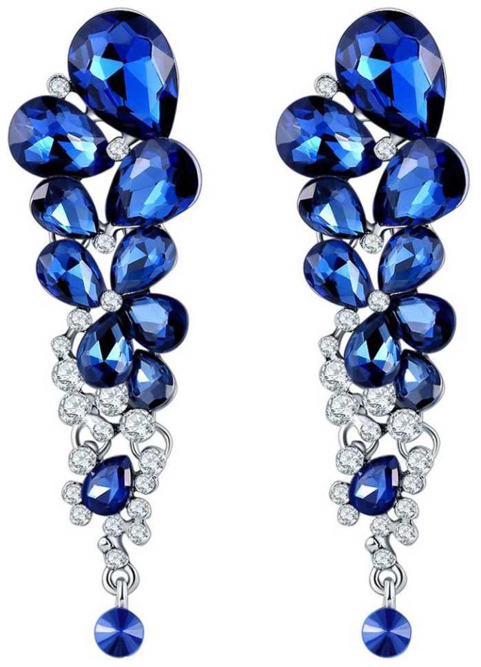 

Eris inc Exclusive edition Crystal Navy Blue Gold Plated thread Tassel Earrings Crystal Crystal Tassel Earring