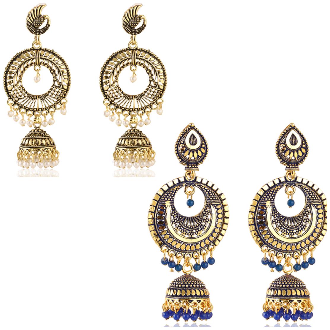 

Eris Inc Latest Trendy Jhumka Jhumki Gold Plated Combo Earrings for Women and Girls
