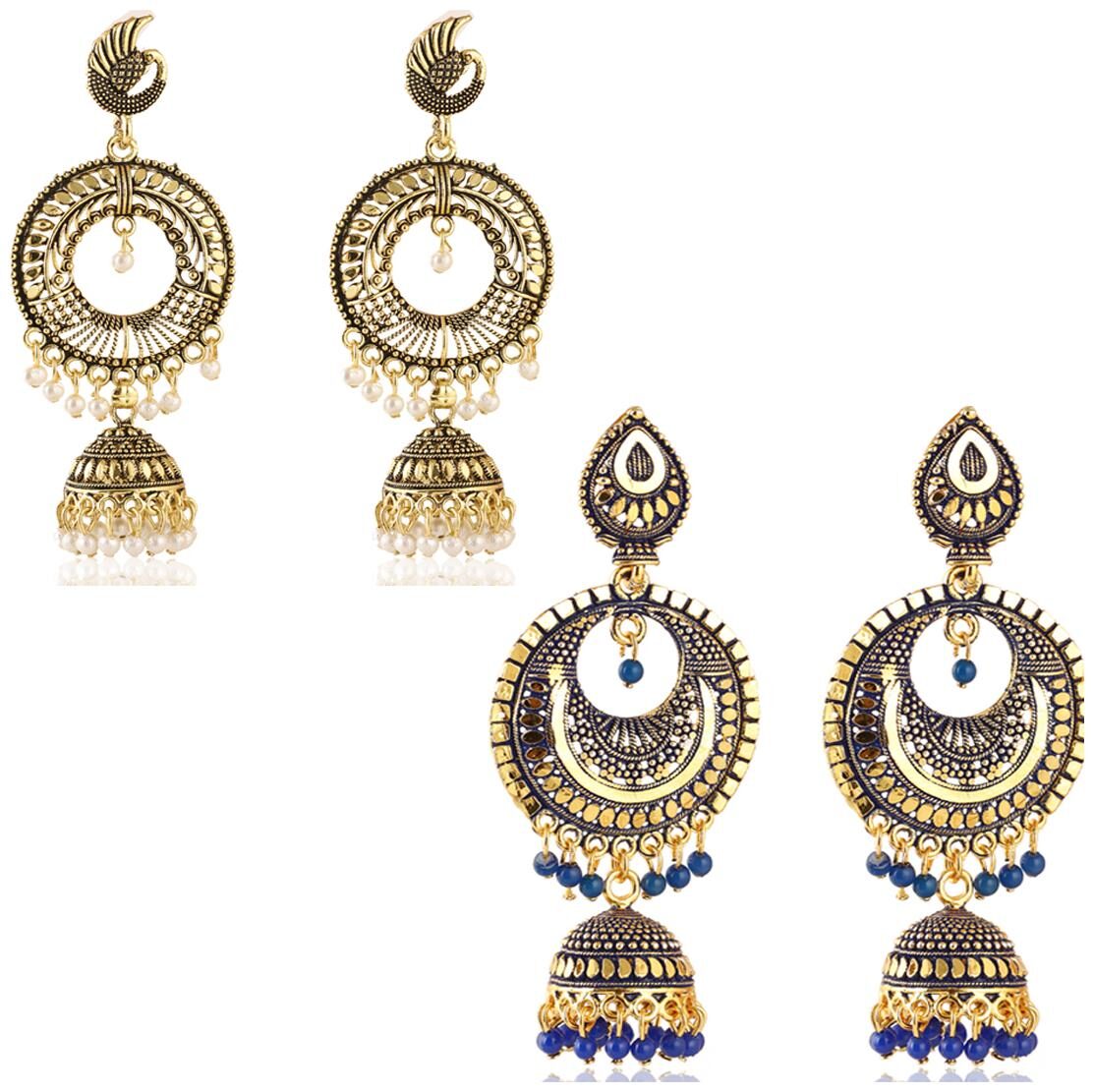 

Eris Inc Latest Trendy Jhumka Jhumki Gold Plated Combo Earrings for Women and Girls