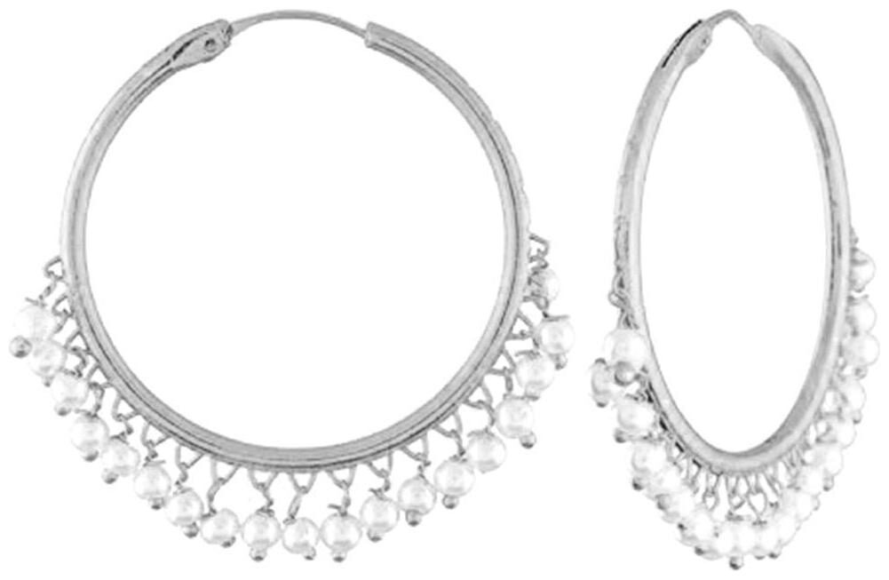 

Etnico Chandbali with Silver Plated Hoops Earrings Combo For Women (E2633-E2628S)