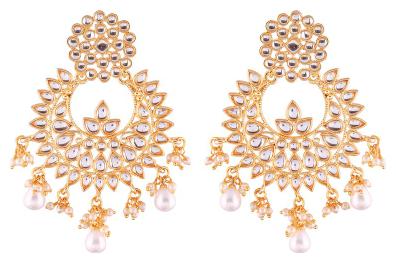 

Etnico Exclusive Gold Plated Kundan Chandbali Earrings for Women