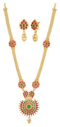 

Etnico Exquisite Long Haram Rani Haar Necklace Set For Women