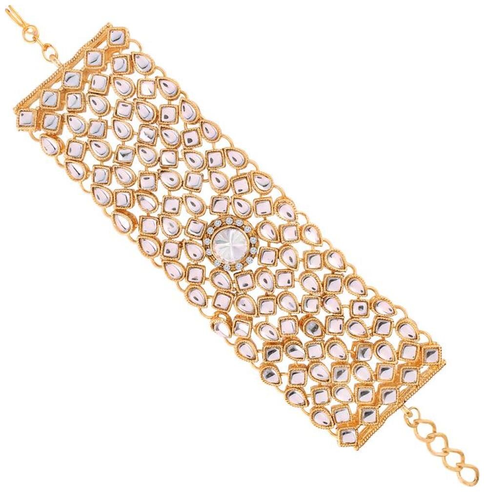 

Etnico Gold Plated Fashion Kundan Bracelet For Women