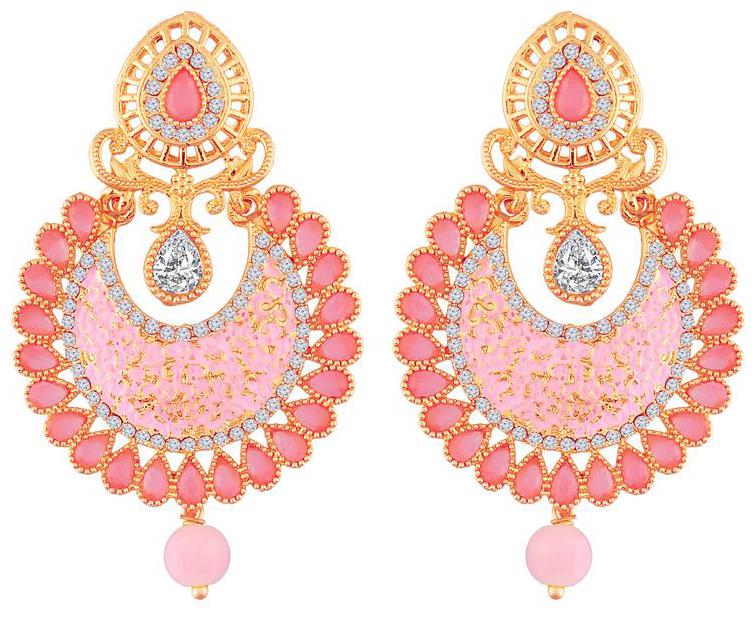 

Etnico Gold Plated Meena Work Kundan Chandbali Earrings for Women