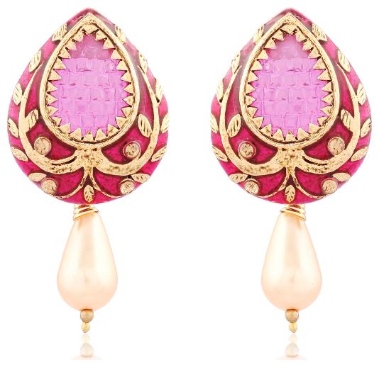 

Etnico Gold Plated Traditional Designer Earrings for Women ED06Q (Pink Rani)