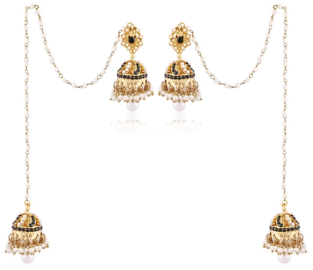 

Etnico Gold Plated Ethnic Hanging Jhumkis for Women (E2360G)(Green)
