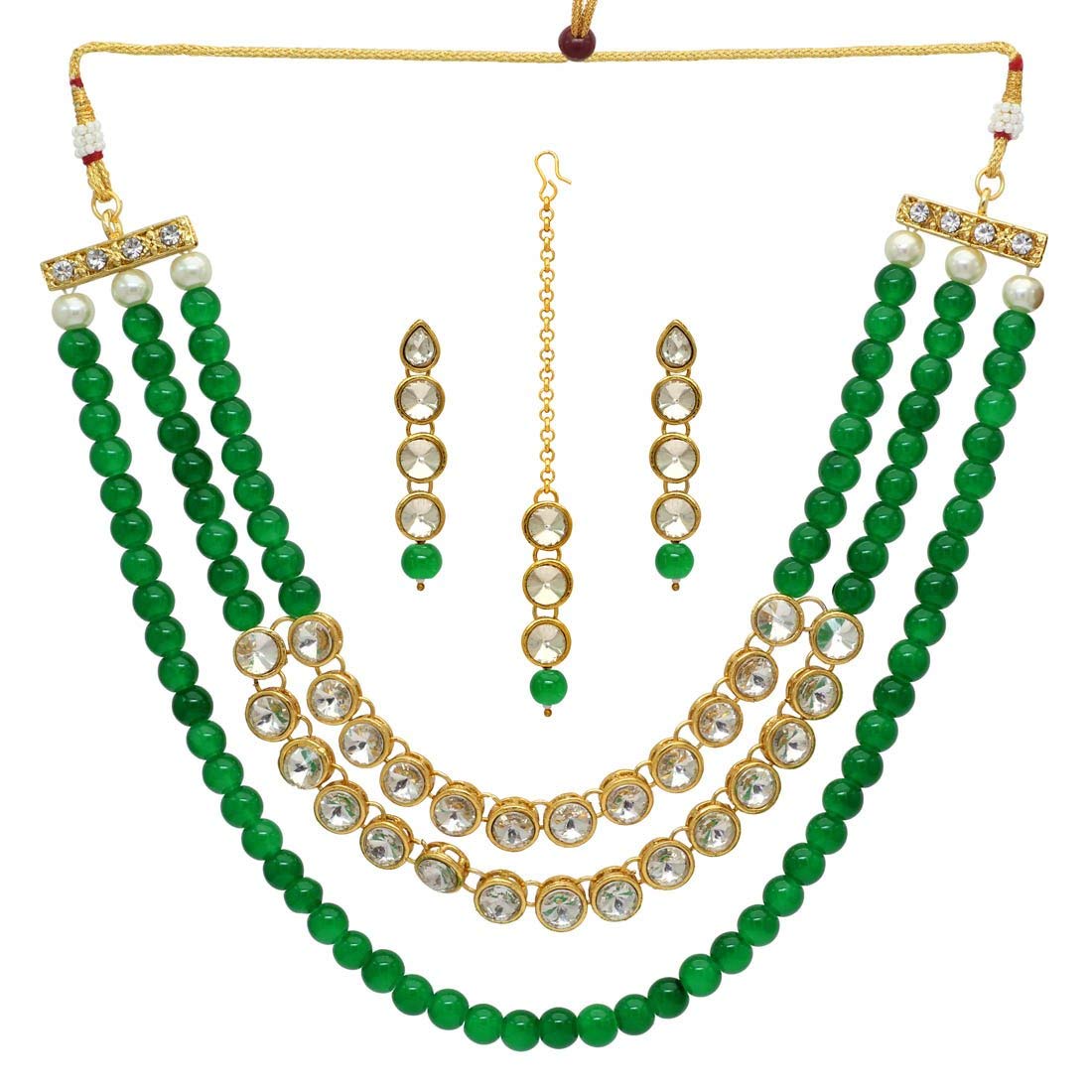 

Etnico Green Gold-Plated Necklace Set For Women