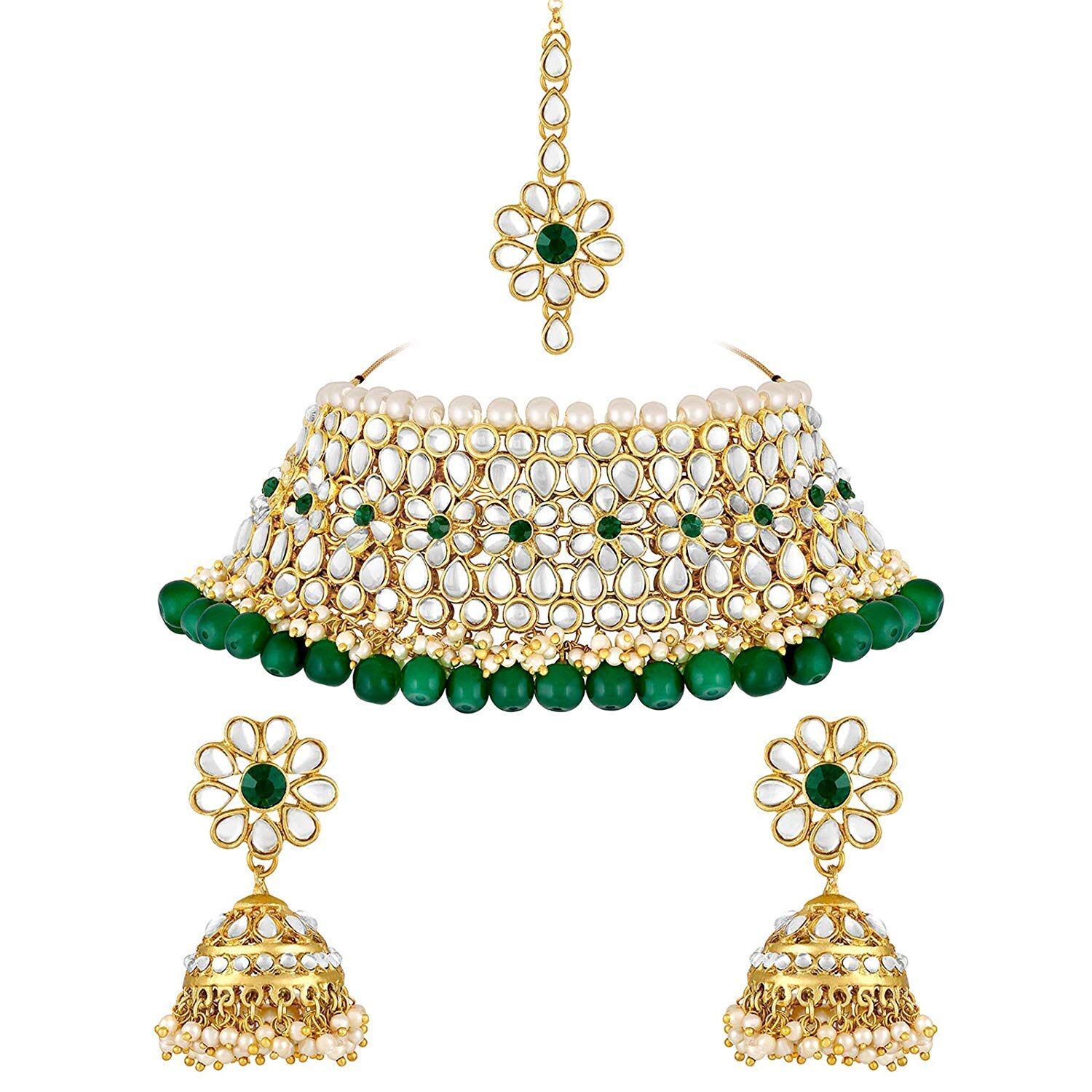 

Etnico Green Gold-Plated Necklace Set For Women