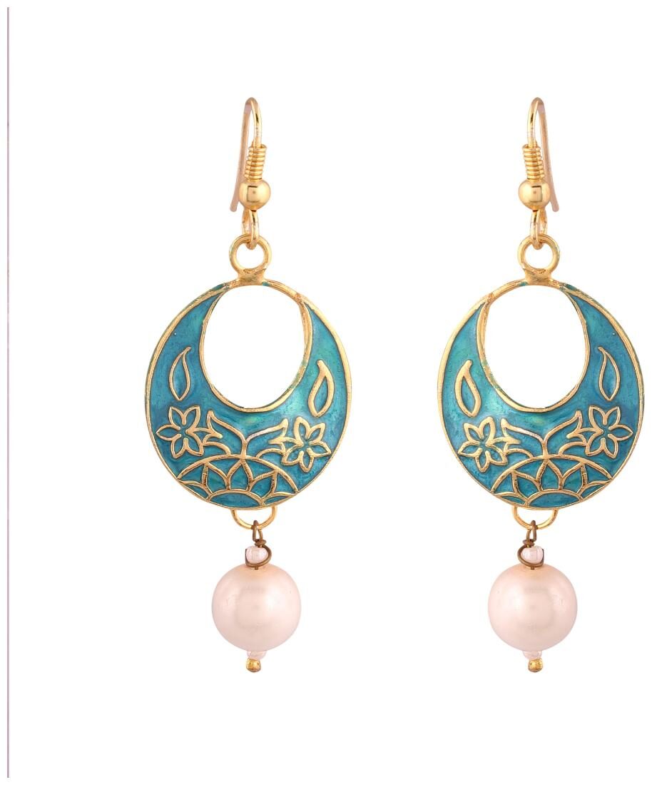 

Etnico Jaipur Collection Rajasthani Earrings with Meenakari work for Women E2545Bl