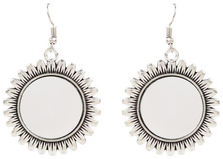 

Etnico Oxidized Silver Miror Work Chandbali Earrings for Women