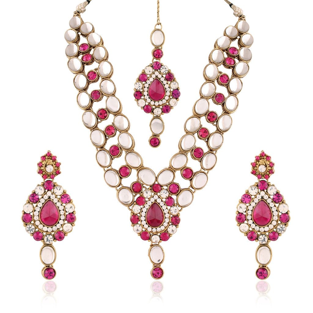 

Etnico Pink Gold-Plated Necklace Set For Women