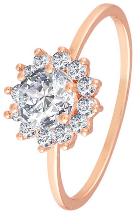 

Etnico Rose Gold Plated Valentine s Special CZ Flower Ring