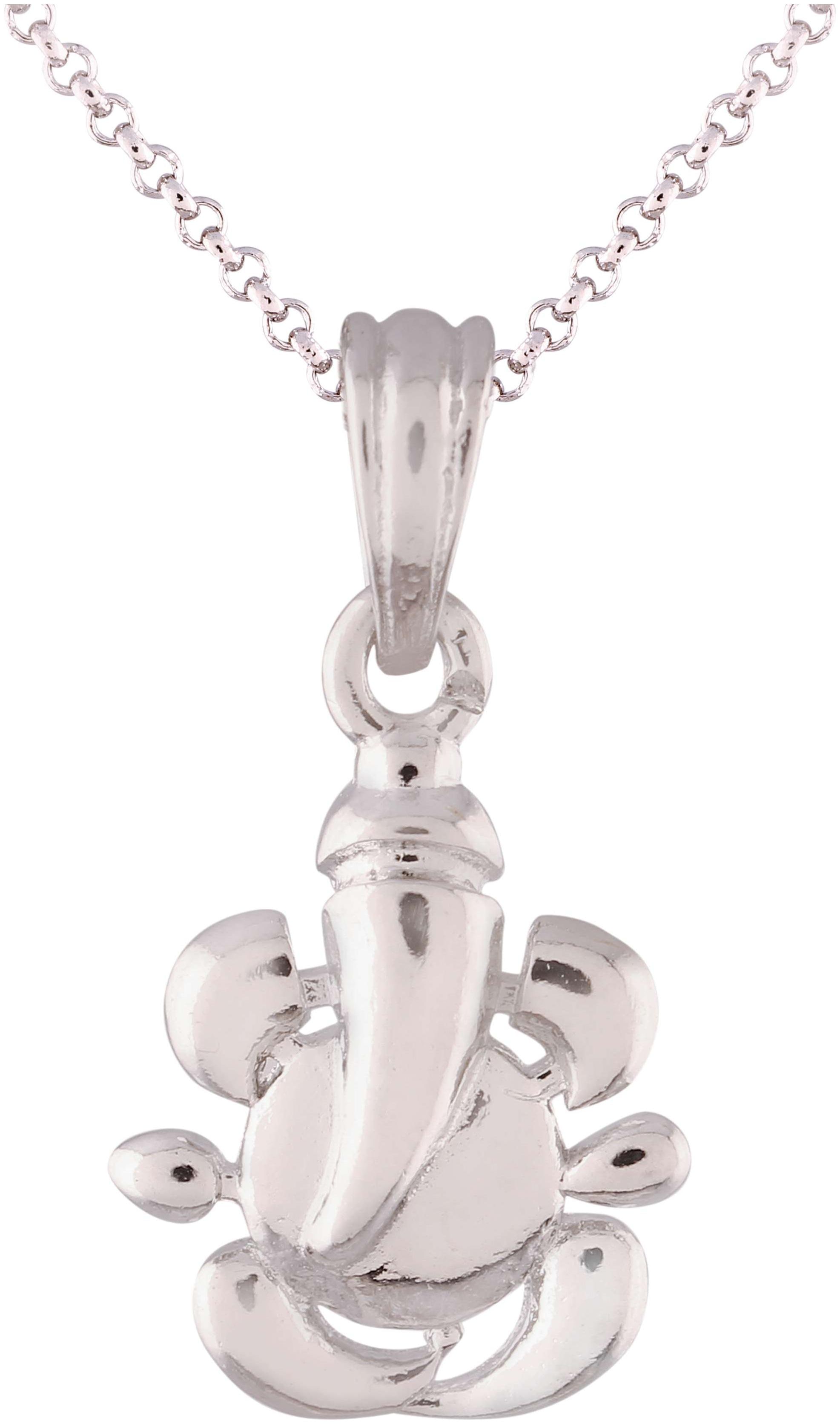 

Etnico Silver Plated Ganesha Pendant with Chain For Women