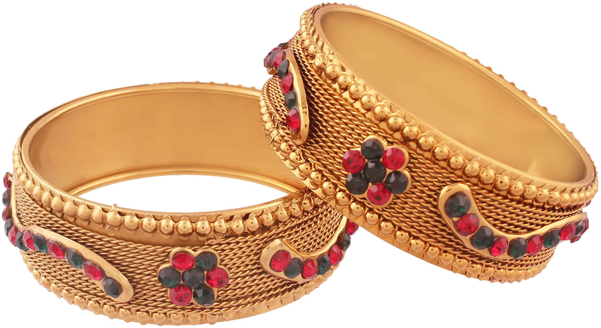 

Etnico Traditional Gold Plated Pair of 2 Bangles For Women And Girls