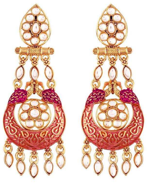 

Etnico Traditional Gold Plated Kundan Meenakari Earrings For Women Girls