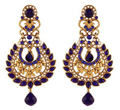 

Etnico Traditional Gold Plated Elegantly Handcrafted Kundan Stone Earrings for Women (E2271BL)