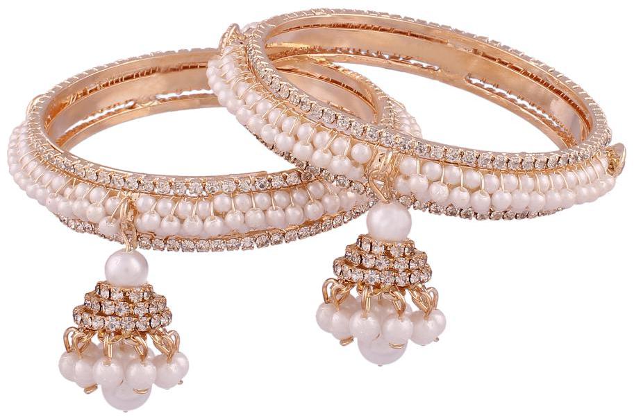 

Etnico Traditional Gold Plated Pearl Bangles for Women