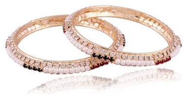 

Etnico Traditional Gold Plated Pearl Bangles for Women