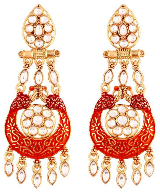 

Etnico Traditional Gold Plated Kundan Meenakari Earrings For Women Girls
