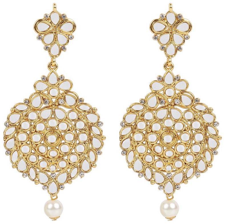

Etnico Traditional Gold Plated Kundan Pearl Earrings For Women