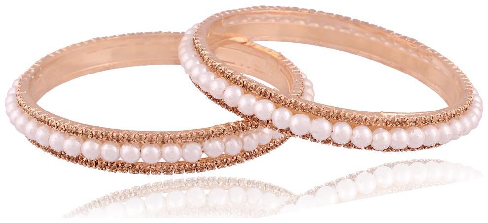 

Etnico Traditional Gold Plated Pearl Bangles for Women