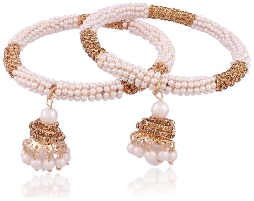 

Etnico Traditional Gold Plated Pearl Bangles for Women