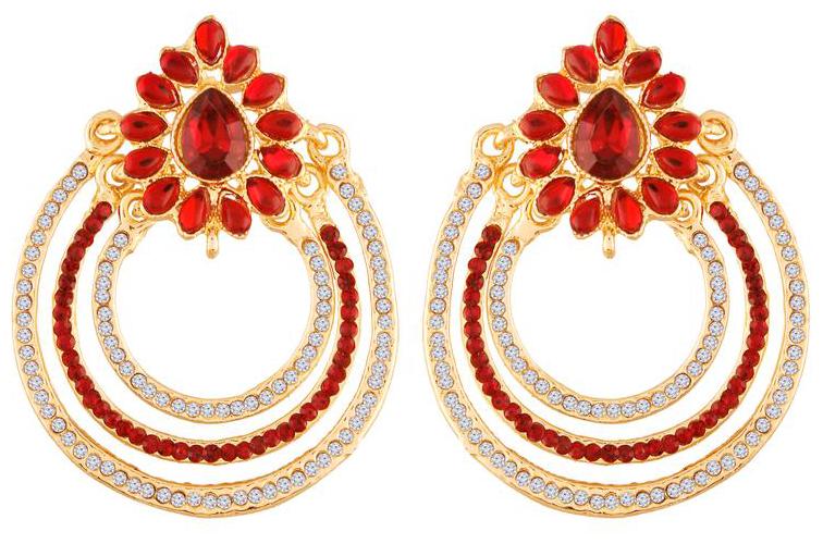 

Etnico Traditional Stone Studded Three Layered Designer Chandbali Earrings for Women (E2771M)