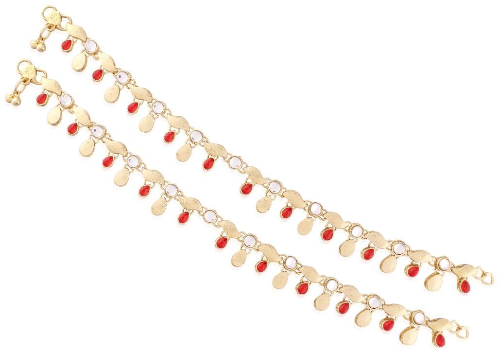 

Etnico Traditional Gold Plated Anklets For Girls Women A013R