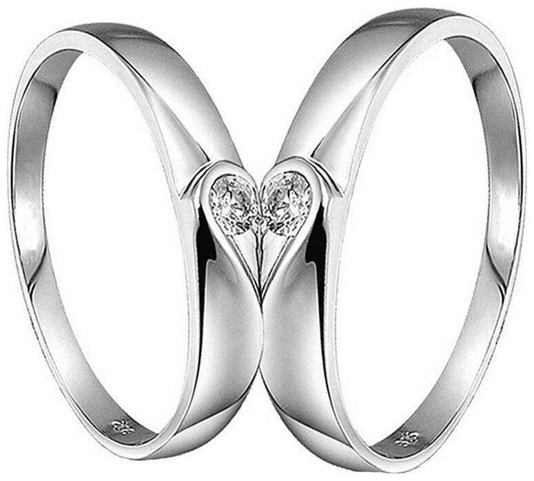 

Etnico Valentine s Special Silver Plated 2 pcs His and Her Heart Shape Matching Adjustable Promise Wedding Ring Set Anniversary Engagement Couple Rings for Lovers